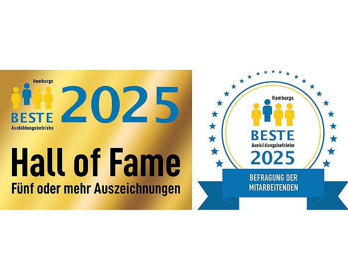 Siegel Hall of Fame und Hamburgs Beste Ausbildungsbetriebe 2025