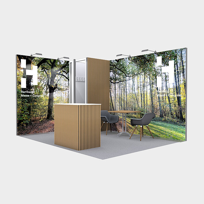 ECO Silber Eckstand | Standbau mit recyceltem Material