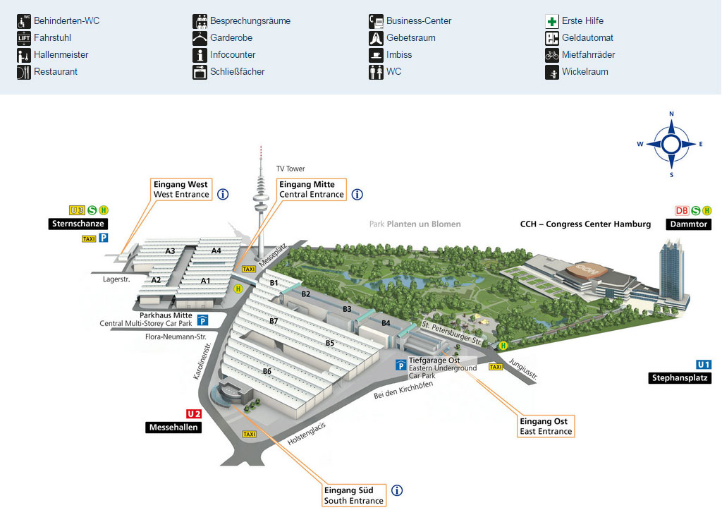 Hamburg Messe - interaktiver Geländeplan